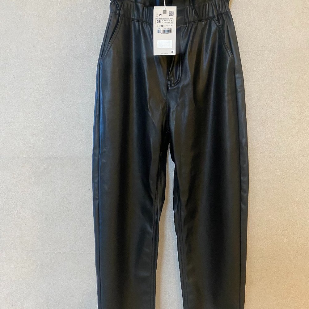 zara faux leather pants